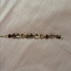 Festive Multicolor Enamel Holiday Charm Bracelet - Women Jewelry